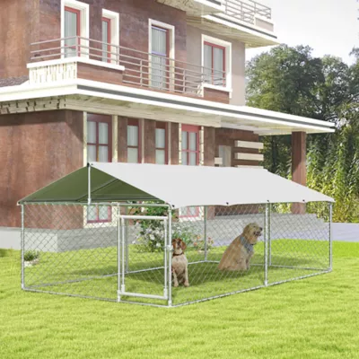PawHut 13.1' x 7.5' x 4.9' Outdoor Dog Kennel Dog Run with Waterproof, UV Resistant Cover - Image 2