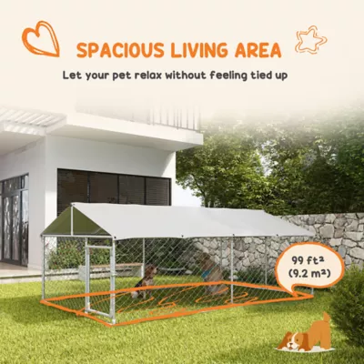 PawHut 13.1' x 7.5' x 4.9' Outdoor Dog Kennel Dog Run with Waterproof, UV Resistant Cover - Image 5