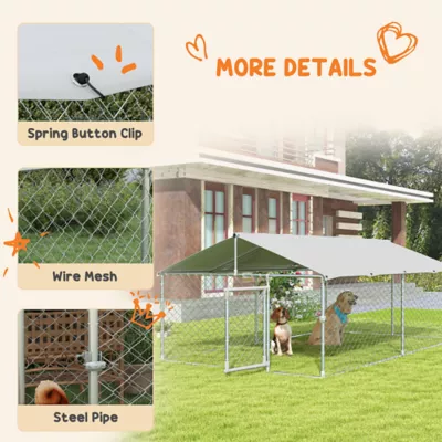 PawHut 13.1' x 7.5' x 4.9' Outdoor Dog Kennel Dog Run with Waterproof, UV Resistant Cover - Image 7
