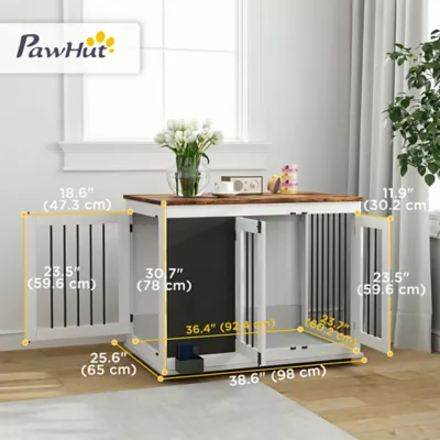 PawHut 39" Dog Crate Furniture Side End Table for Large Dogs w/ Blackboard, Three Doors - Image 3