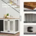 PawHut 39" Dog Crate Furniture Side End Table for Large Dogs w/ Blackboard, Three Doors image thumbnail 6