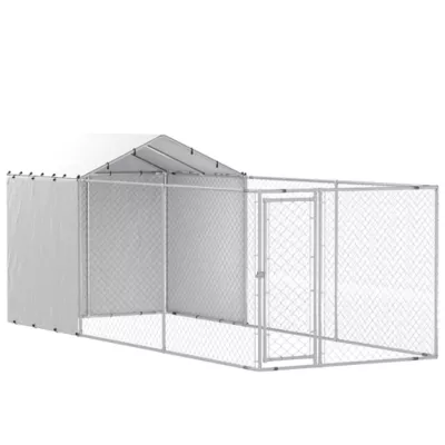 PawHut Galvanized Steel Dog Kennel with Waterproof & UV-Resistant Cover, 19.7' x 7.5' x 4.9' - Image 1