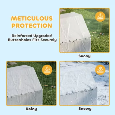 PawHut Galvanized Steel Dog Kennel with Waterproof & UV-Resistant Cover, 19.7' x 7.5' x 4.9' - Image 5