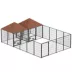 PawHut Large Outdoor Dog Kennel with 2 Rooms, Rotating & Adjustable Height Bowls,13.5' x 9.4' x 5.1' image thumbnail 1