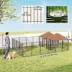 PawHut Large Outdoor Dog Kennel with 2 Rooms, Rotating & Adjustable Height Bowls,13.5' x 9.4' x 5.1' image thumbnail 3