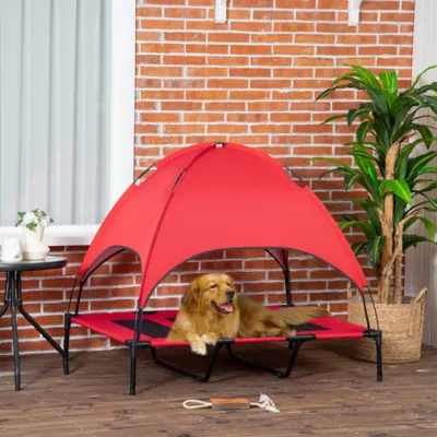 PawHut Elevated Dog Bed with Canopy, Dog Cot, for XL Dogs, 48" x 36" x 43" - Image 2