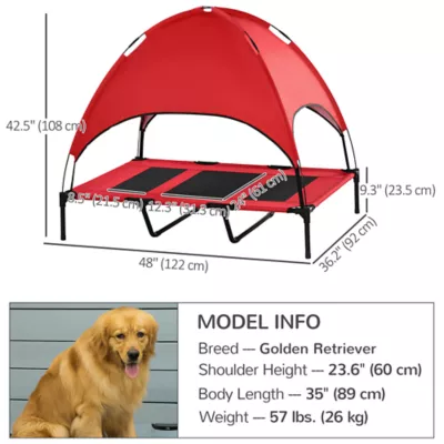 PawHut Elevated Dog Bed with Canopy, Dog Cot, for XL Dogs, 48" x 36" x 43" - Image 3