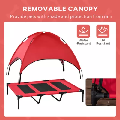 PawHut Elevated Dog Bed with Canopy, Dog Cot, for XL Dogs, 48" x 36" x 43" - Image 6