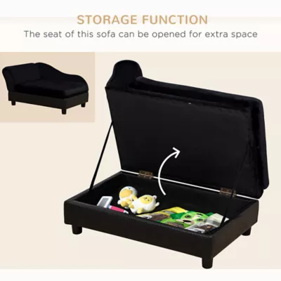PawHut Pet Sofa, Dog Couch, Chaise Lounge with Storage for Smal Dogs and Cats - Image 5