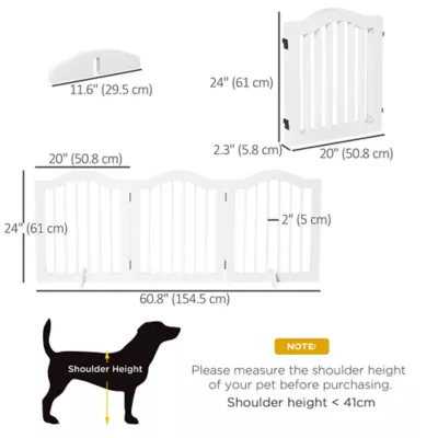 PawHut 24"H Foldable Dog Gate, 3 Panels Freestanding Pet Gate Barriers Indoor with Support Feet - Image 3