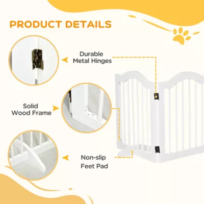 PawHut 24"H Foldable Dog Gate, 3 Panels Freestanding Pet Gate Barriers Indoor with Support Feet - Image 6