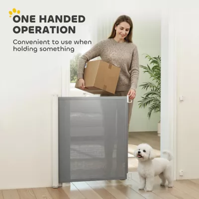 PawHut Retractable Pet Safety Barrier Gate, Flexible and Extensible for Stairways Doorways Hallways - Image 4