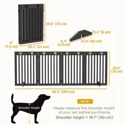 PawHut 80"Lx29.5"H Freestanding Pet Gate with Support Feet - Image 3