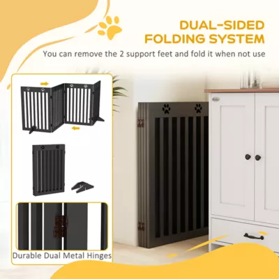 PawHut 80"Lx29.5"H Freestanding Pet Gate with Support Feet - Image 4