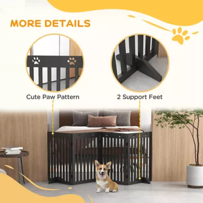 PawHut 80"Lx29.5"H Freestanding Pet Gate with Support Feet - Image 5