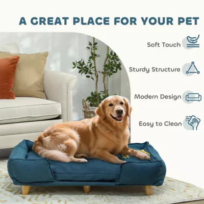 PawHut Washable Dog Sofa for Large Dogs, Elevated Pet Couch with Anti-slip Foot Pads - Image 7