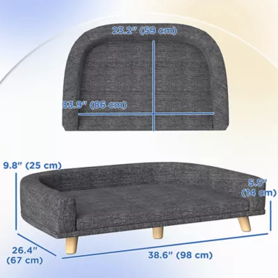 PawHut Dog Sofa for Large Dogs with Washable Cover, Anti-slip Foot Pads - Image 3