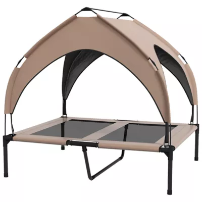 PawHut Raised Dog Bed Cooling Dog Cot w/ Canopy Washable Breathable Mesh - Image 1