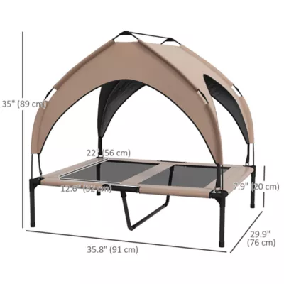 PawHut Raised Dog Bed Cooling Dog Cot w/ Canopy Washable Breathable Mesh - Image 3