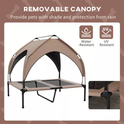 PawHut Raised Dog Bed Cooling Dog Cot w/ Canopy Washable Breathable Mesh - Image 5