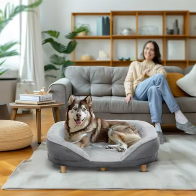 PawHut Pet Sofa Bed for Large Dogs with Removable Cushion, Washable Cover, Anti-slip Foot Pads - Image 2