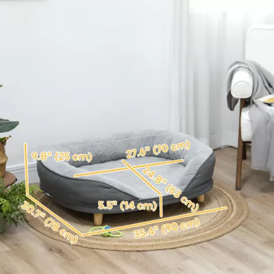 PawHut Pet Sofa Bed for Large Dogs with Removable Cushion, Washable Cover, Anti-slip Foot Pads - Image 3