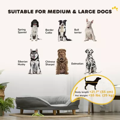 PawHut Pet Sofa Bed for Large Dogs with Removable Cushion, Washable Cover, Anti-slip Foot Pads - Image 4