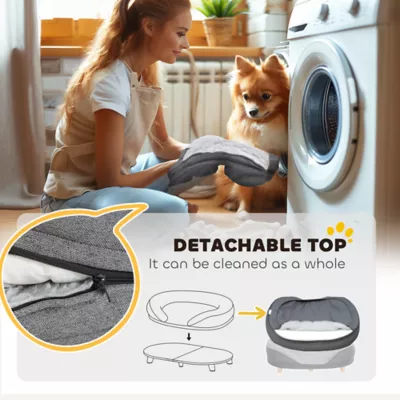 PawHut Pet Sofa Bed for Large Dogs with Removable Cushion, Washable Cover, Anti-slip Foot Pads - Image 5