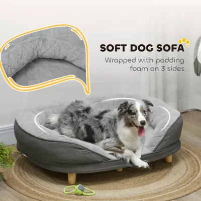 PawHut Pet Sofa Bed for Large Dogs with Removable Cushion, Washable Cover, Anti-slip Foot Pads - Image 6