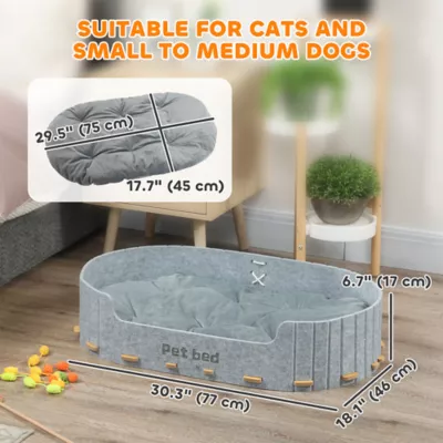 PawHut Pet Bed with Washable Removable Cushion, Scratch-Resistant, Felt, for Cats and Dogs - Image 3