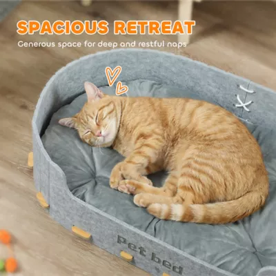 PawHut Pet Bed with Washable Removable Cushion, Scratch-Resistant, Felt, for Cats and Dogs - Image 4
