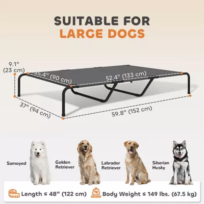 PawHut Elevated Dog Bed, Outdoor Dog Cot, Raised Dog Bed for Large Dogs with Breathable Mesh - Image 3