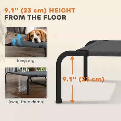 PawHut Elevated Dog Bed, Outdoor Dog Cot, Raised Dog Bed for Large Dogs with Breathable Mesh - Image 4