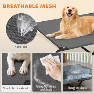 PawHut Elevated Dog Bed, Outdoor Dog Cot, Raised Dog Bed for Large Dogs with Breathable Mesh - Image 5
