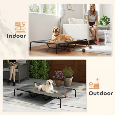 PawHut Elevated Dog Bed, Outdoor Dog Cot, Raised Dog Bed for Large Dogs with Breathable Mesh - Image 6