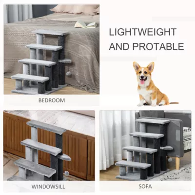 PawHut Cat Stairs-3 Steps, Small Cat Tree with Scratching Posts Toy Ball, 17.5" x 15.5" x 19" - Image 7