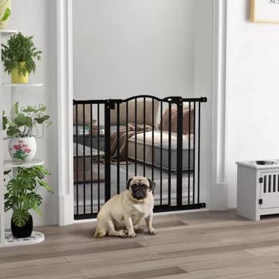 PawHut Extra Tall Dog Gate with Door, Pressure Fit, Auto Close, Double Locking for Doorways Hallways - Image 2