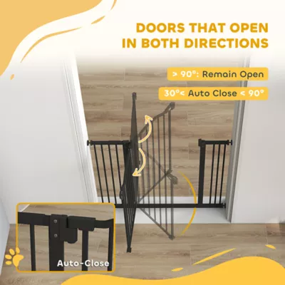 PawHut Extra Tall Dog Gate with Door, Pressure Fit, Auto Close, Double Locking for Doorways Hallways - Image 5