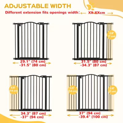 PawHut Extra Tall Dog Gate with Door, Pressure Fit, Auto Close, Double Locking for Doorways Hallways - Image 7