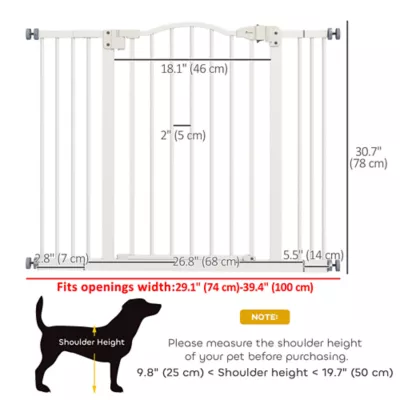 PawHut Extra Tall Dog Gate with Door, Pressure Fit, Auto Close, Double Locking for Doorways Hallways - Image 2