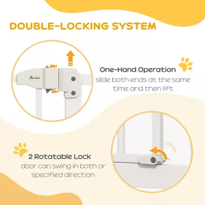 PawHut Extra Tall Dog Gate with Door, Pressure Fit, Auto Close, Double Locking for Doorways Hallways - Image 3