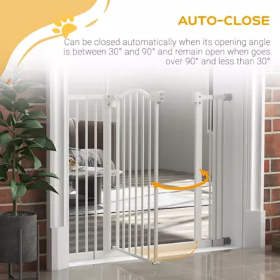 PawHut Extra Tall Dog Gate with Door, Pressure Fit, Auto Close, Double Locking for Doorways Hallways - Image 4