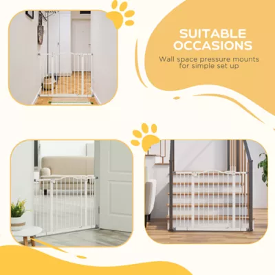 PawHut Extra Tall Dog Gate with Door, Pressure Fit, Auto Close, Double Locking for Doorways Hallways - Image 5