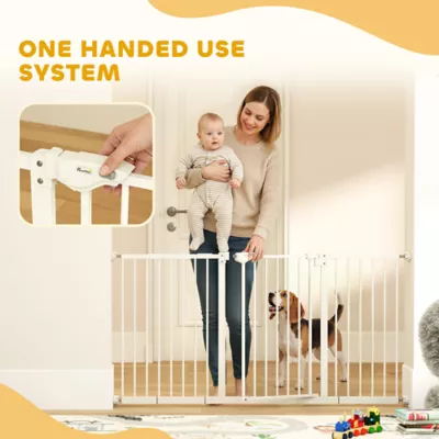PawHut 29"-58" Wide Pet Gate Includes 7", 8", 12" Extensions Kit, 30 Inch Tall Pressure-Mounted - Image 5
