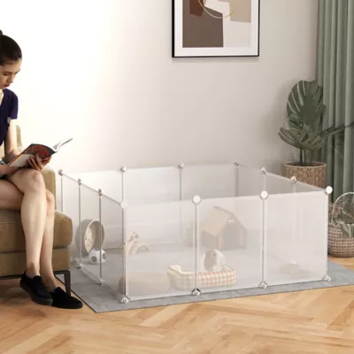 PawHut Small Animal Cage Plastic, 12 Panels, 18" x 14" - Image 2