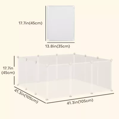 PawHut Small Animal Cage Plastic, 12 Panels, 18" x 14" - Image 3