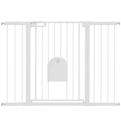 PawHut 30"-52" Extra Wide Pet Gate Barrier with Small Door, 35"H - Image 1