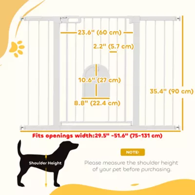 PawHut 30"-52" Extra Wide Pet Gate Barrier with Small Door, 35"H - Image 3