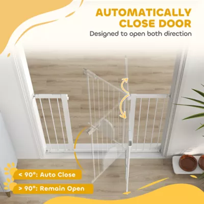 PawHut 30"-52" Extra Wide Pet Gate Barrier with Small Door, 35"H - Image 5