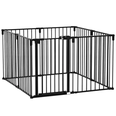 PawHut Dog Safety Gate 8-Panel Playpen, Steel Fence Stair Barrier Room Divider - Image 1